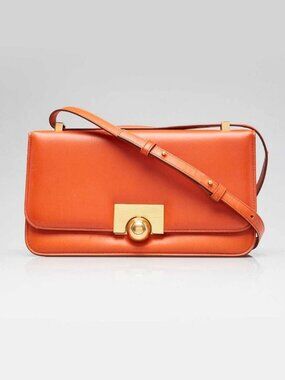 Bottega Veneta Orange Spazzolato Calfskin Leather BV Classic Shoulder Bag